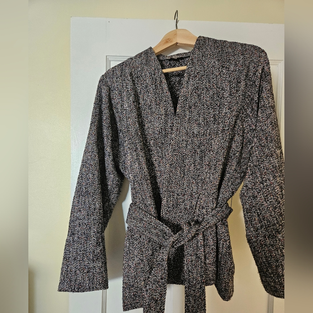J Crew Donegal Tweed Belted Wrap Jacket Point Sur.